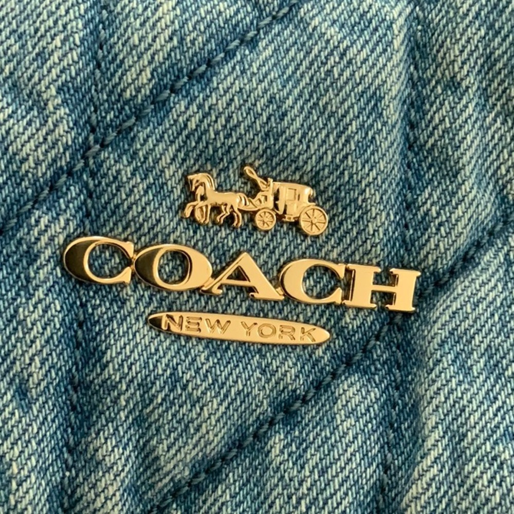 Coach Quilted Denim Shoulder Bag with Gold Hardware - Picture 12 of 13